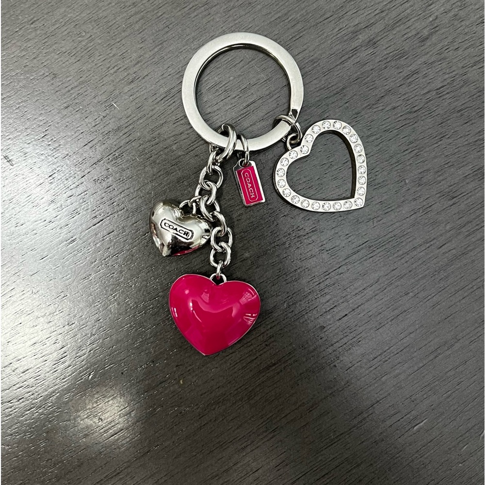 Coach Bag Charm / Key Chain Pink hearts 💕